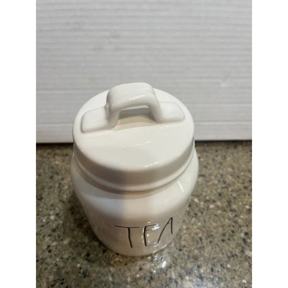 Rae Dunn Artisan Collection by Magenta White Ceramic Tea Canister With Lid